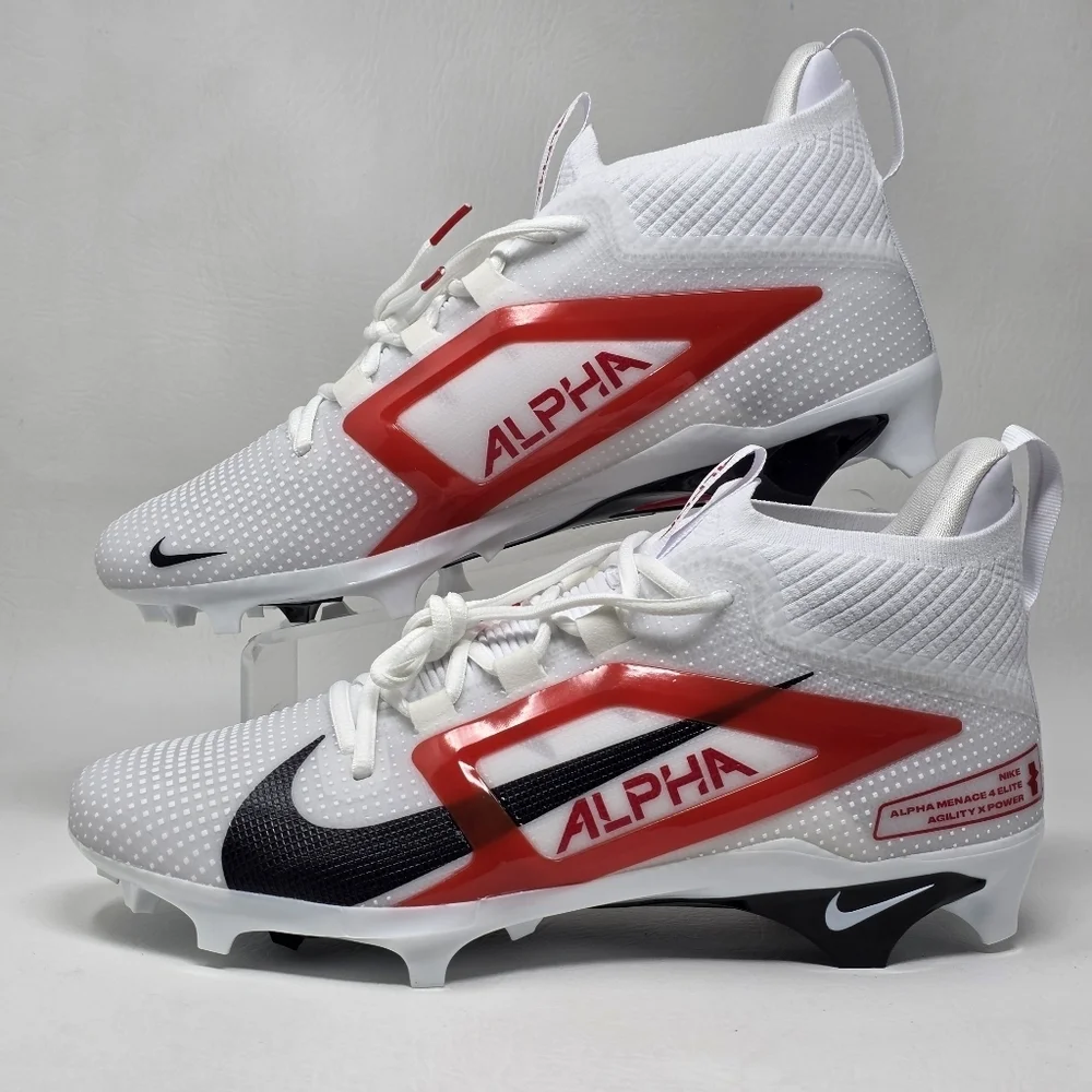 Nike Alpha Menace 4 Elite Football Cleats White Black FZ7701-100 Men Size 11 New
